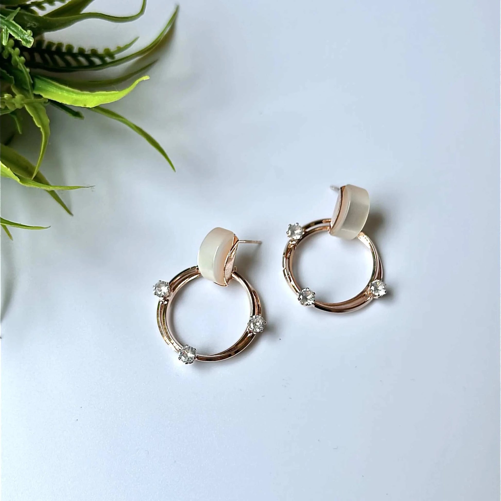 Star Stone Small Loop Statement Earrings with Anti Tarnish Finish