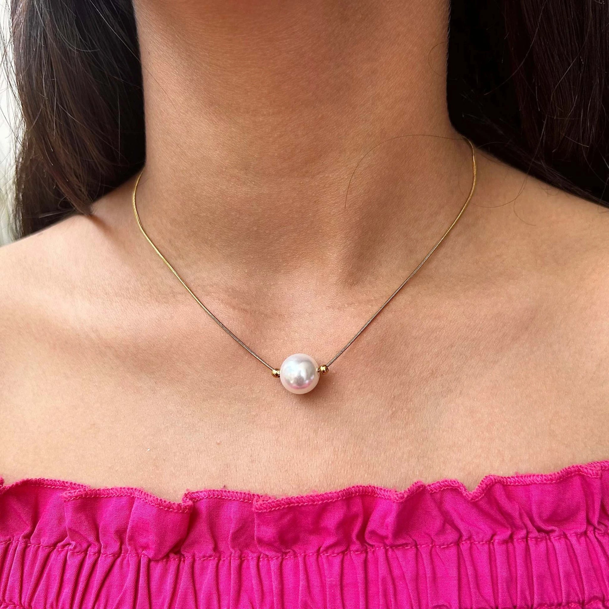 Pearl Round Dainty Anti-Tarnish Statement Necklace