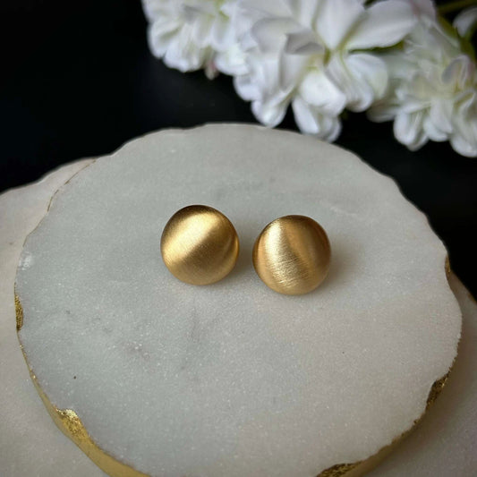 Full Moon Gold Textured Anti Tarnish Finish Statement Earrings