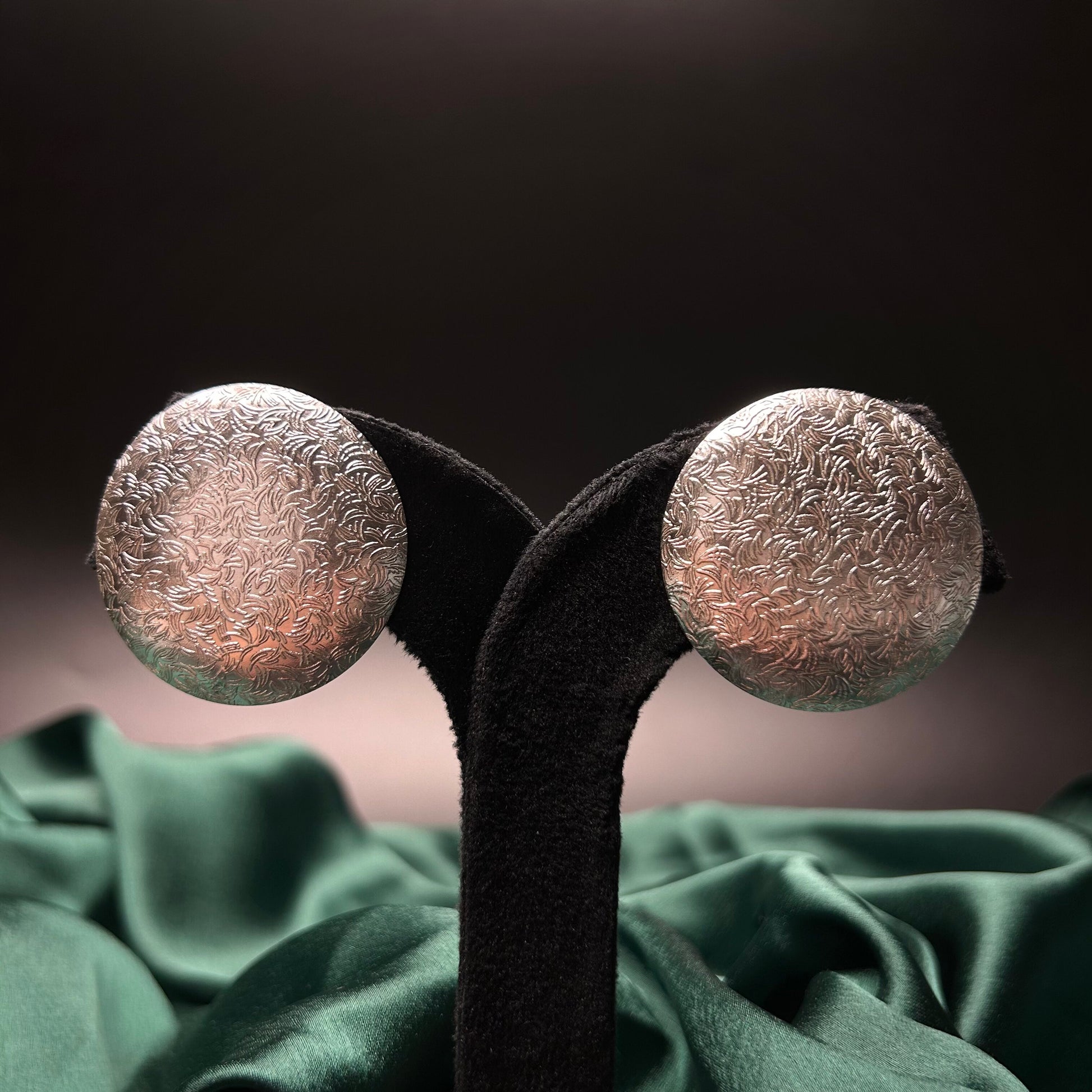 Dhaal Round Silver Handcrafted Brass Earrings