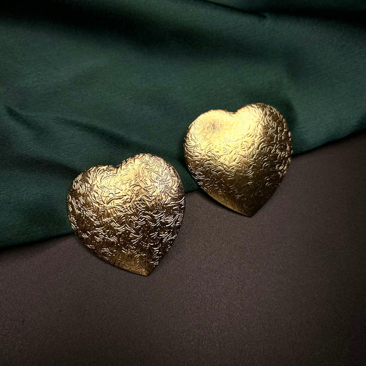 Heart Hand Hammered Brass Earrings