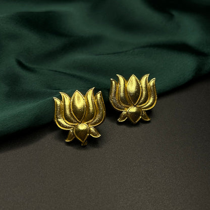 Lotus Gold Brass Handcrafted Earrings