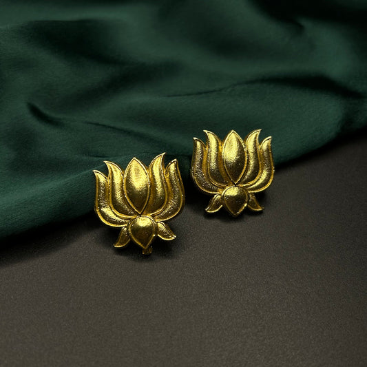 Lotus Gold Brass Handcrafted Earrings