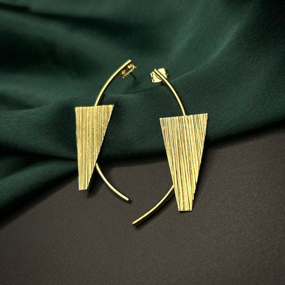 Triangle Shield and Sword Brass Earrings